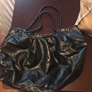 Oversized Black Pleather shoulder bag